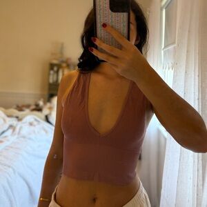 Urban Outfitters Mauve V-Neck Crop Top